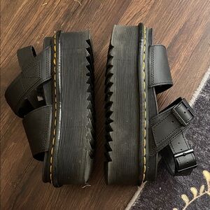 Dr Martens, Black Platform Sandals with Buckle Straps